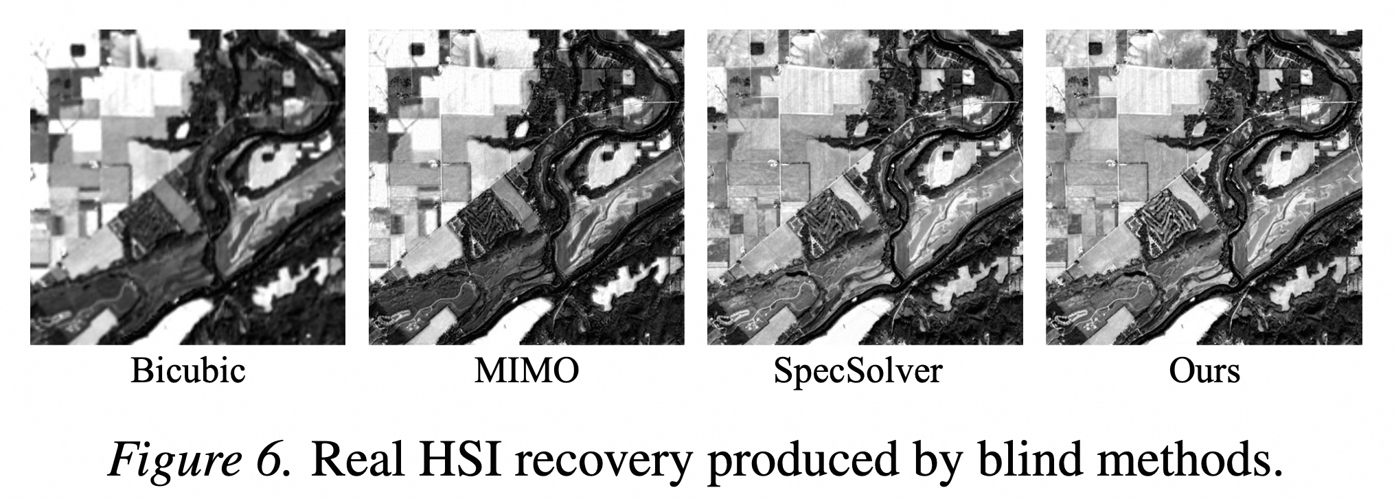 Blind real HSI recovery comparisons.